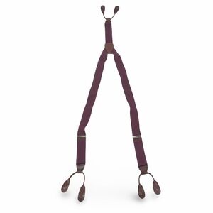 Vintage CAS West Germany Plum Purple Y-Back Suspenders Leather Button End Braces